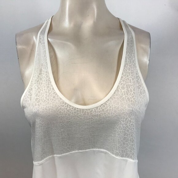 LULULEMON - WOMEN'S 6 - WHITE SLEEVELESS ROUND NECK LACE TWIST TANK TOP - Picture 2 of 5